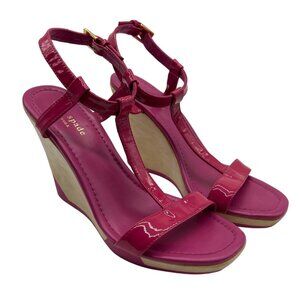 Kate Spade Metro T-Strap Wedge w/ Pink Patent Leather Size 6.5